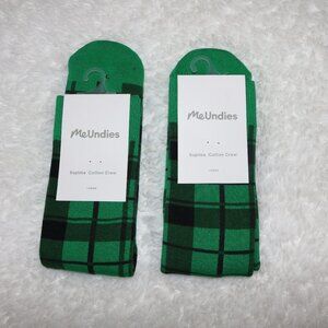 - MeUndies Supima Cotton unisex green plaid crew socks size medium